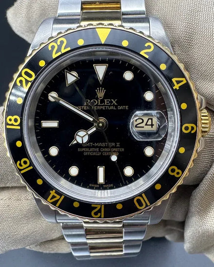 No Reserve - Rolex GMT-Master II 40MM Black Dial Two-Tone Oyster Bracelet (16713)