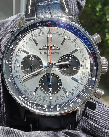 2022 Breitling Navitimer 1 B01 Chronograph 43MM Silver Dial Leather Bracelet (AB0138)
