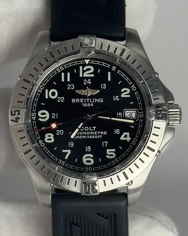 Breitling Colt 38MM Quartz Black Dial Rubber Strap (A74350)