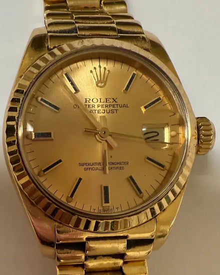 Rolex Lady-Datejust 26MM Champagne Dial Yellow Gold President Bracelet (6917)