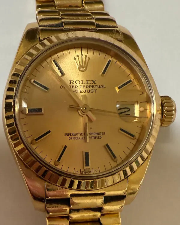 Rolex Lady-Datejust 26MM Champagne Dial Yellow Gold President Bracelet (6917)