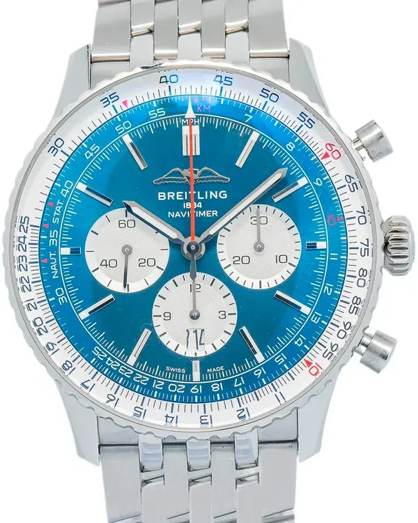 Breitling Navitimer Chronograph 46MM Blue Dial Steel Bracelet (AB0137)