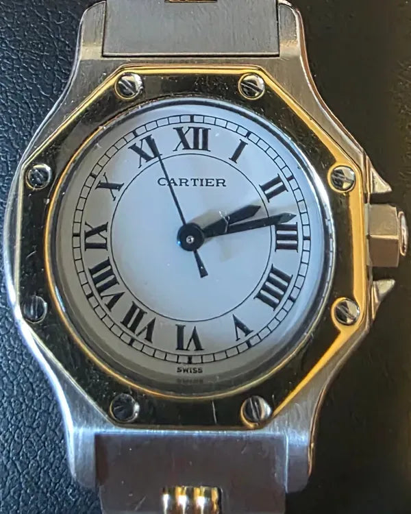1989 Cartier Santos Octagon 25MM White Dial Two-Tone Bracelet (0907)