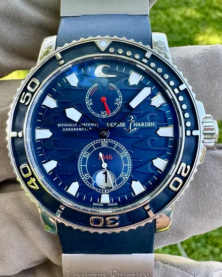 Ulysse Nardin Marine Maxi Diver "Blue Surf" L.E. 42.7MM Blue Dial Rubber Strap (263-36LE-3)
