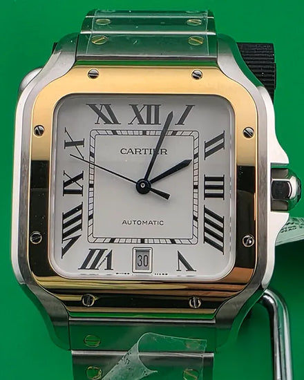 2025 Cartier Santos De Cartier 39.8MM Silver Dial Two-Tone Bracelet (W2SA0009)