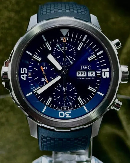 2014 IWC Schaffhausen Aquatimer Chronograph “Expedition Jacques-Yves Cousteau” 44MM Blue Dial Rubber Strap (IW376805)