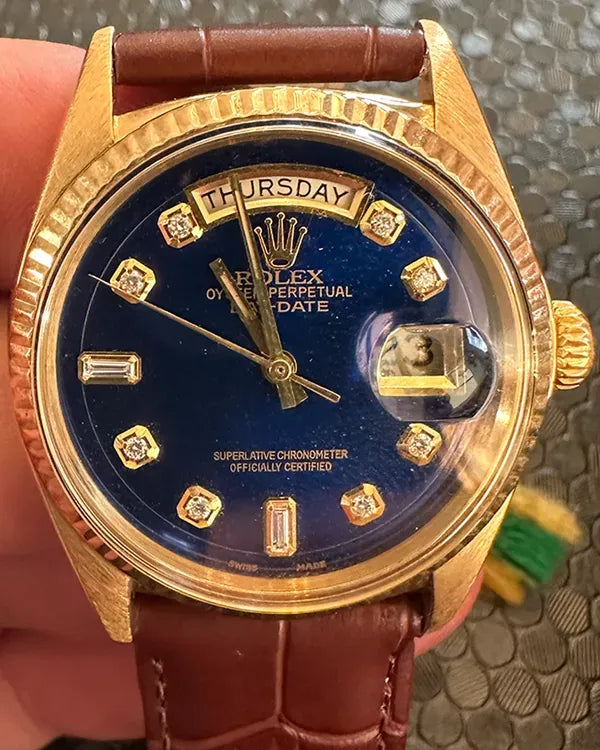 Rolex Day-Date 36MM Blue "Ombré" Dial Aftermarket Leather Strap (1803)