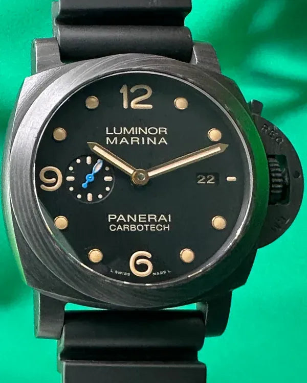 2018 Panerai Luminor Marina 1950 3 Days Carbotech 44MM Black Dial Rubber Strap (PAM00661)