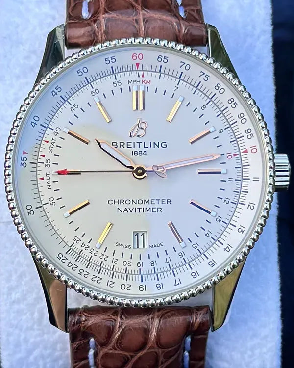 Breitling Navitimer 41MM White Dial Leather Strap (A17326)