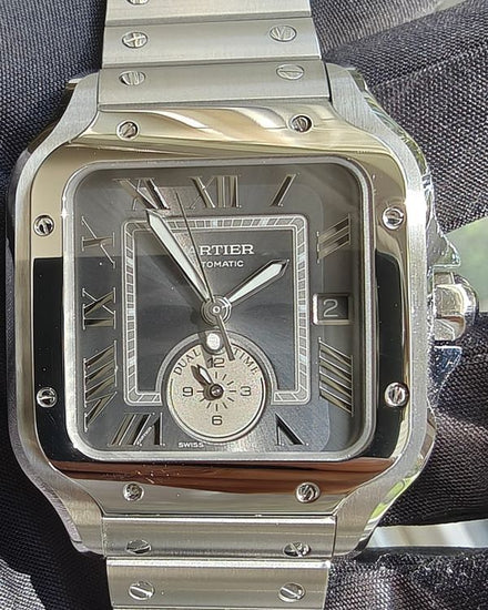 2024 Cartier Santos De Cartier Dual Time 40.2MM Grey Dial Steel Bracelet (WSSA0076)