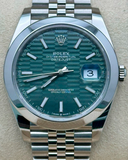 2023 Rolex Datejust 41MM Green "Fluted Motif" Dial Jubilee Bracelet (126300)