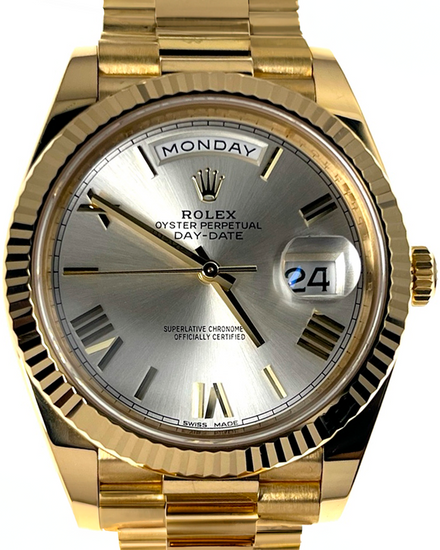 2019 Rolex Day-Date 40MM Silver Dial Yellow Gold President Bracelet (228238)