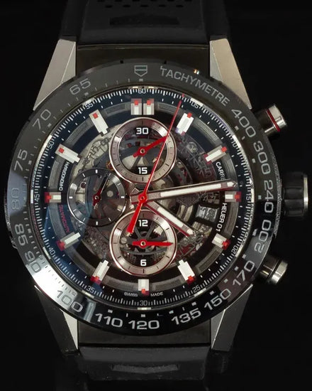 2017 Tag Heuer Carrera Caliber HEUER 01 45MM Skeleton Dial Rubber Strap (CAR2A1Z.FT6044)