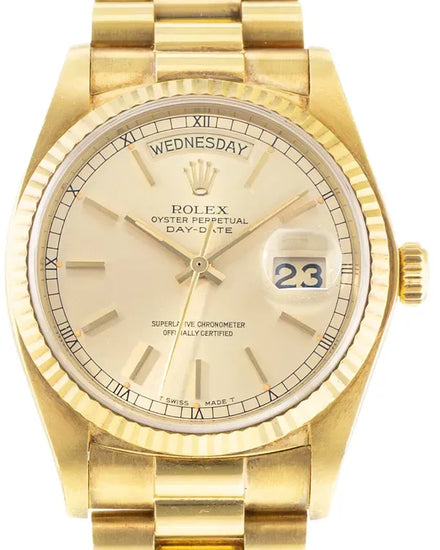 Rolex Day-Date 36MM Champagne Dial Yellow Gold President Bracelet (18038)