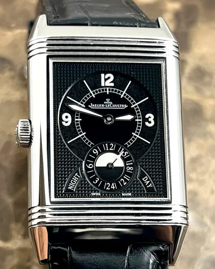 2012 Jaeger-LeCoultre Reverso Duo 30MM Black Dial Leather Strap (Q3748421)