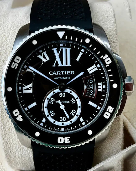 Cartier Calibre de Cartier Diver 42MM Black Dial Rubber Strap (W7100056)