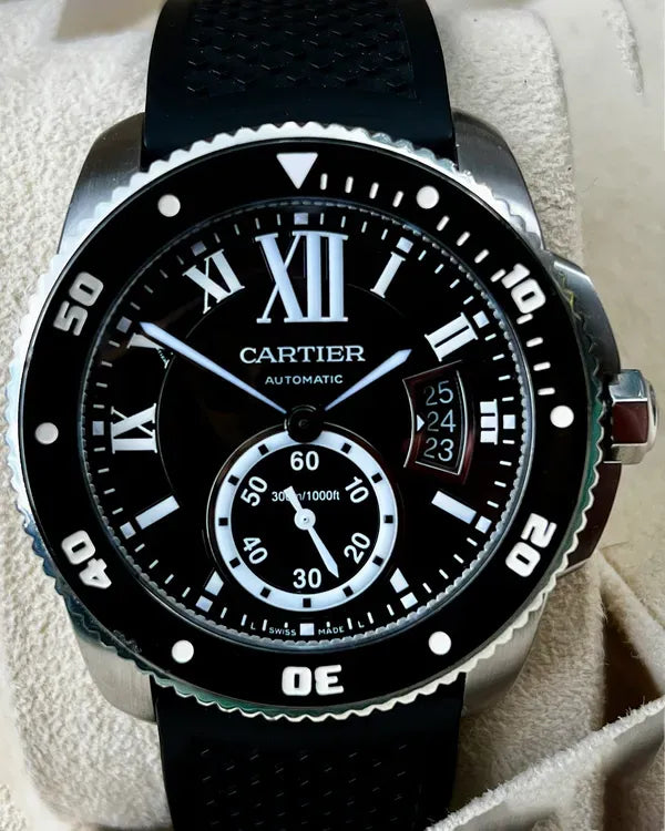Cartier Calibre de Cartier Diver 42MM Black Dial Rubber Strap (W7100056)