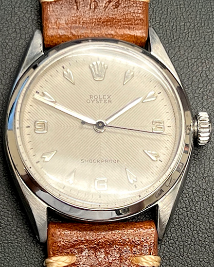 1964 (96K Serial) Rolex Oyster Precision 34MM "Chevron" Silver Dial Aftermarket Leather Strap (6480)