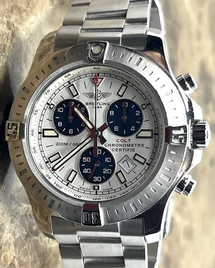2016 Breitling Colt Chronograph 44MM Quartz White Dial Steel Bracelet (A73388)