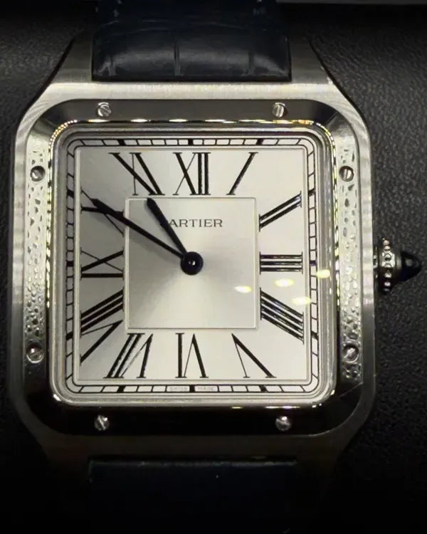 2023 Cartier Santos Dumont XL 33.9MM Silver Dial Leather Strap (WSSA0032)