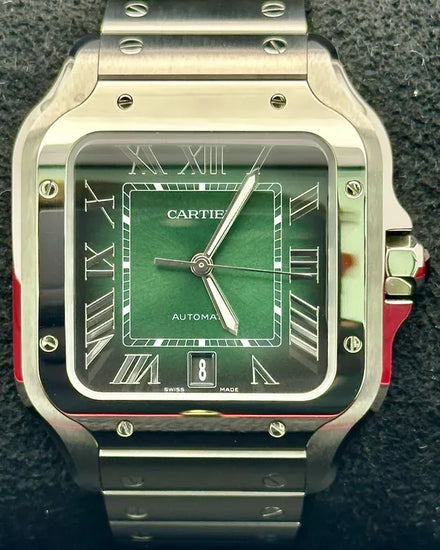 2025 Cartier Santos De Cartier 39.8MM Green Dial Steel Bracelet (WSSA0062)
