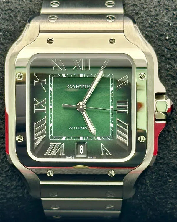 2025 Cartier Santos De Cartier 39.8MM Green Dial Steel Bracelet (WSSA0062)