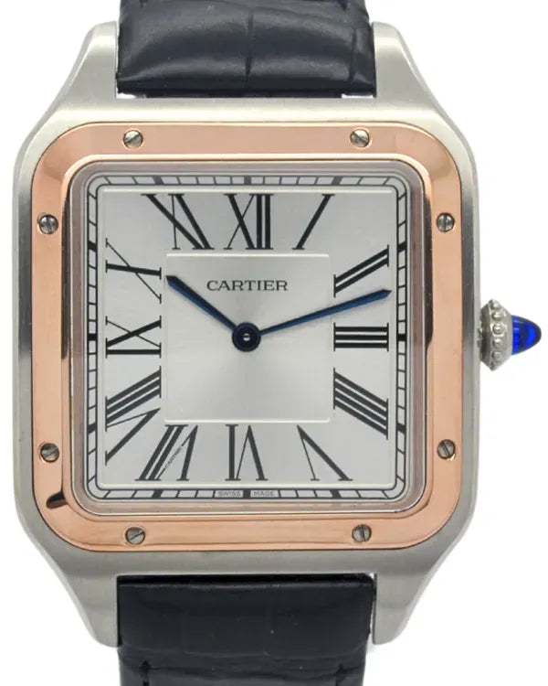 2024 Cartier Santos Dumont 34MM Silver Dial Leather Strap (W2SA0017)