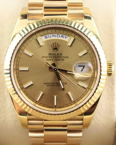 2021 Rolex Day-Date 40MM Champagne Dial Yellow Gold President Bracelet (228238)