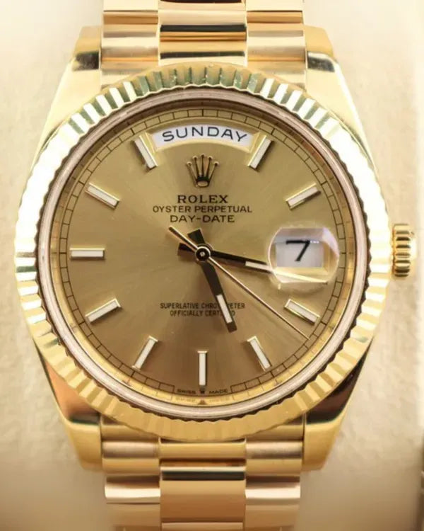 2021 Rolex Day-Date 40MM Champagne Dial Yellow Gold President Bracelet (228238)