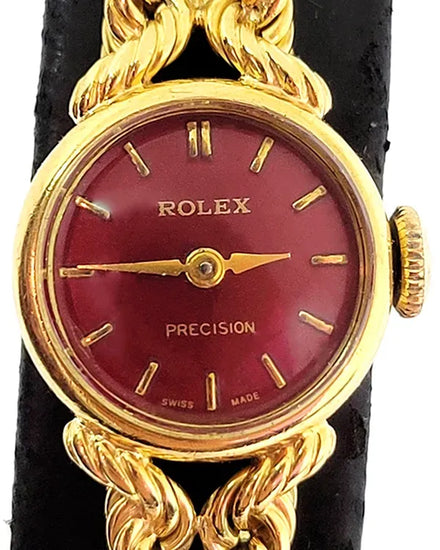 Rolex Oyster Precision 16MM Red Dial Yellow Gold Bracelet (553)