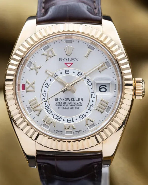 Rolex Sky-Dweller 42MM Silver Dial Leather Strap (326138)