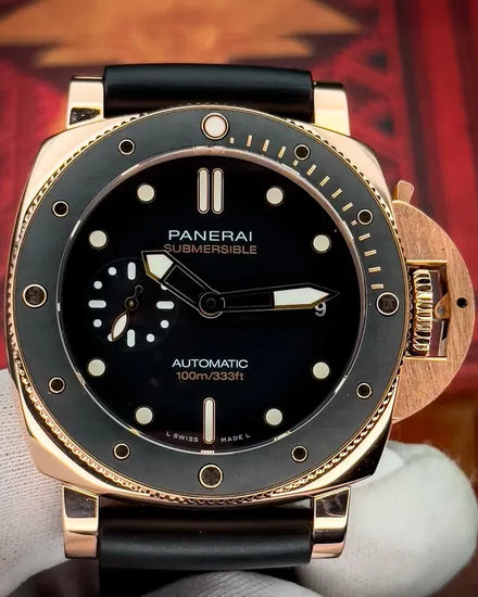 2019 Panerai Submersible Goldtech 42MM Black Dial Rubber Strap (PAM00974)