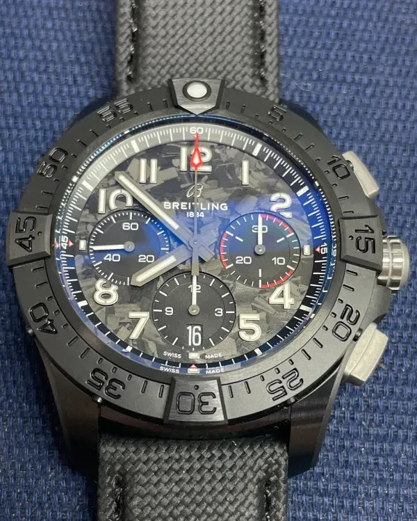 No Reserve - 2023 Breitling Super Avenger Night Mission 44MM Black Dial Textile Strap (SB0147101B1X1)