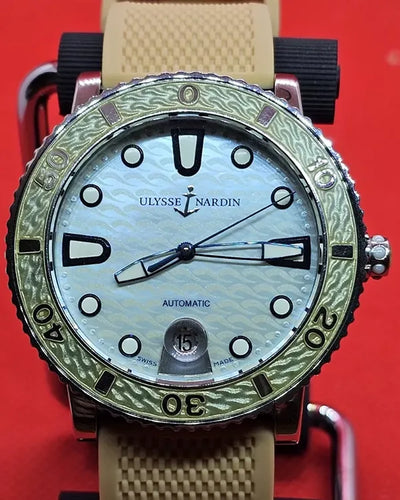 Ulysse Nardin Diver 40MM Mother Of Pearl Dial Aftermarket Rubber Strap (8103-101)