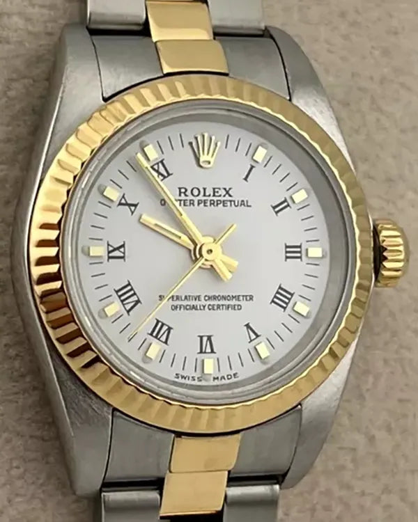 2002 (Y Seria) Rolex Oyster Perpetual 26MM White Dial Two-Tone Oyster Bracelet (76193)