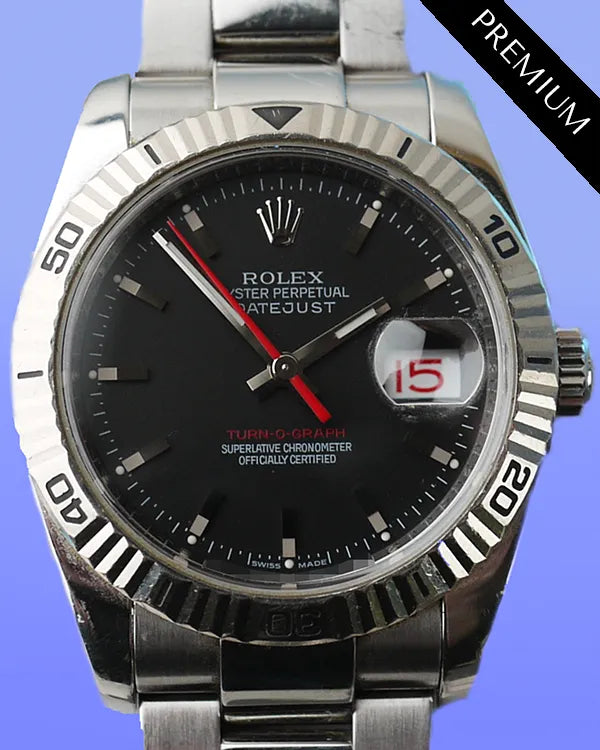 2007 Rolex Datejust Turn-O-Graph 36MM Black Dial Oyster Bracelet (116264)