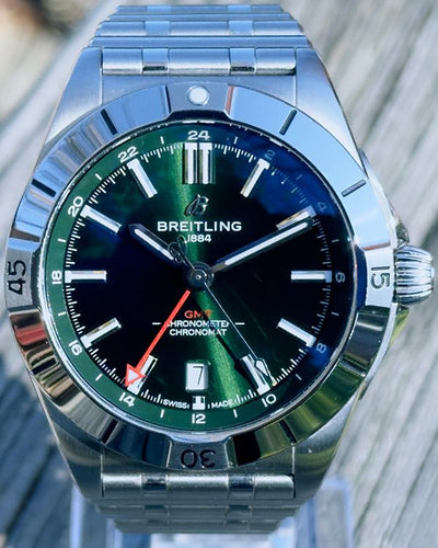 2022 Breitling Chronomat GMT 40MM Green Dial Steel Bracelet (A32398101L1A1)