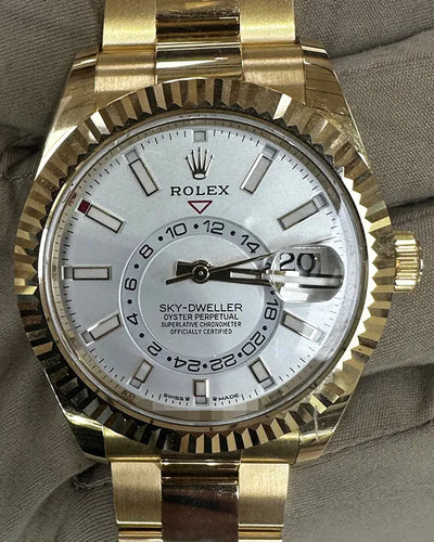 Rolex Sky-Dweller 42MM White Dial Yellow Gold Oyster Bracelet (336938)