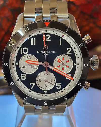 Breitling Classic Avi 42MM Black Dial Steel Bracelet (Y233801A1B1A1)