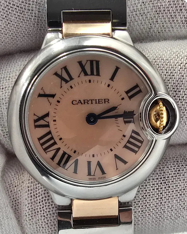 2010 Cartier Ballon Bleu 28MM Quartz Mother of Pearl Dial Two-Tone Bracelet (W6920034)