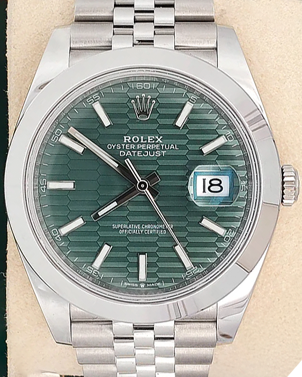 2023 Rolex Datejust 41MM Green "Fluted Motif" Dial Jubilee Bracelet (126300)