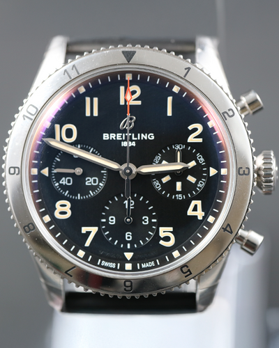 2024 Breitling Classic Avi Chronograph P-51 Mustang 42MM Black Dial Rubber Strap (A23380)