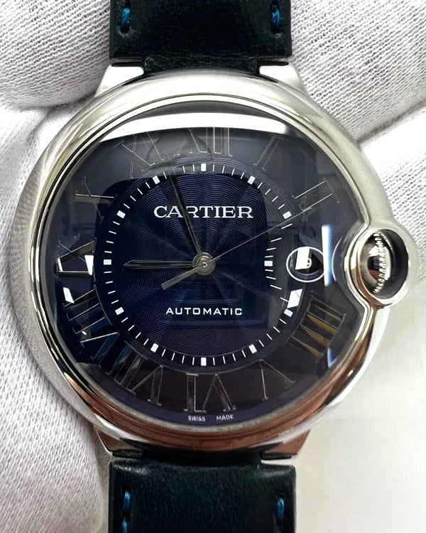 Cartier Ballon Bleu 42MM Blue Dial Leather Strap (WSBB0027)