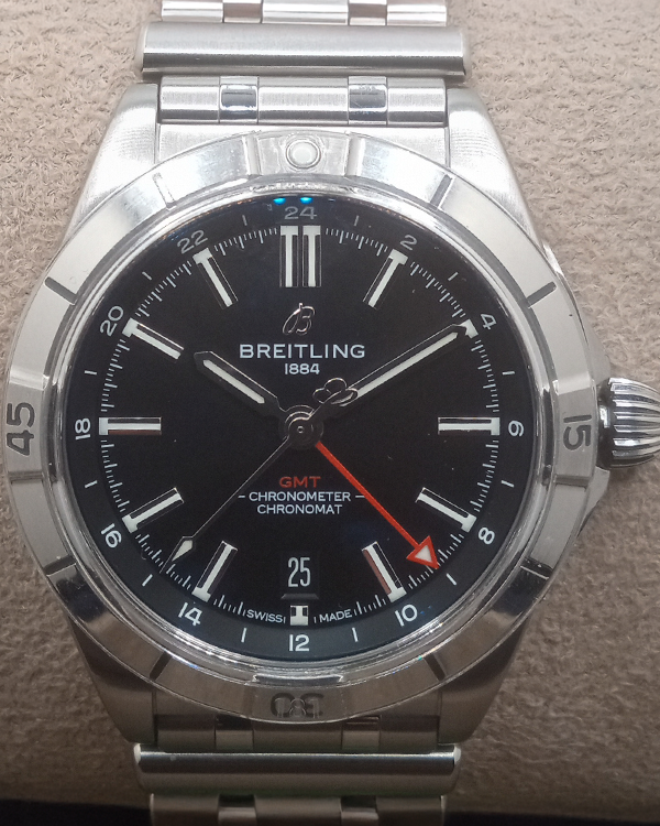 Breitling Chronomat GMT 40MM Black Dial Steel Bracelet (A32398)