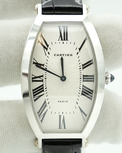 Cartier Tonneau 26MM Silver Dial Leather Strap (W1509551)