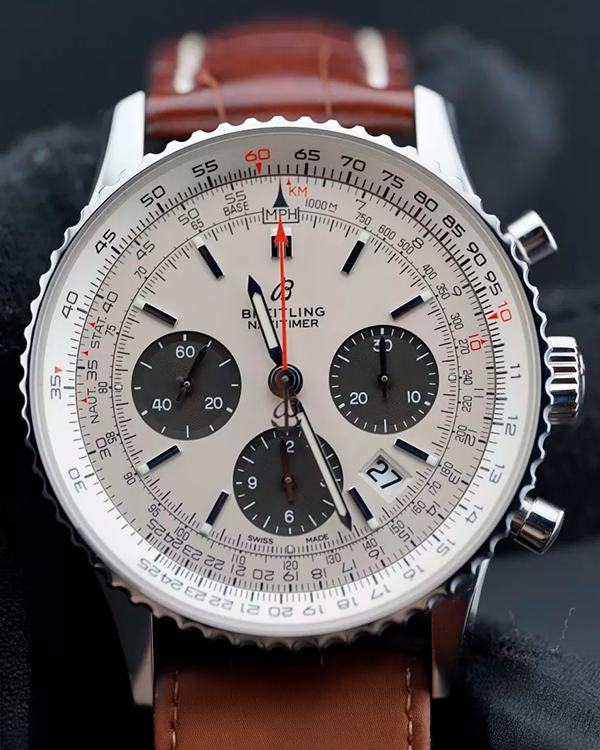 2019 Breitling Navitimer B01 "Panda" 43MM White Dial Leather Strap (AB0121211G1P1)