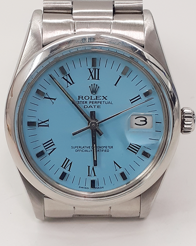 Rolex Oyster Perpetual Date 34MM Aftermarket Blue Turquoise Dial Oyster Bracelet (15000)