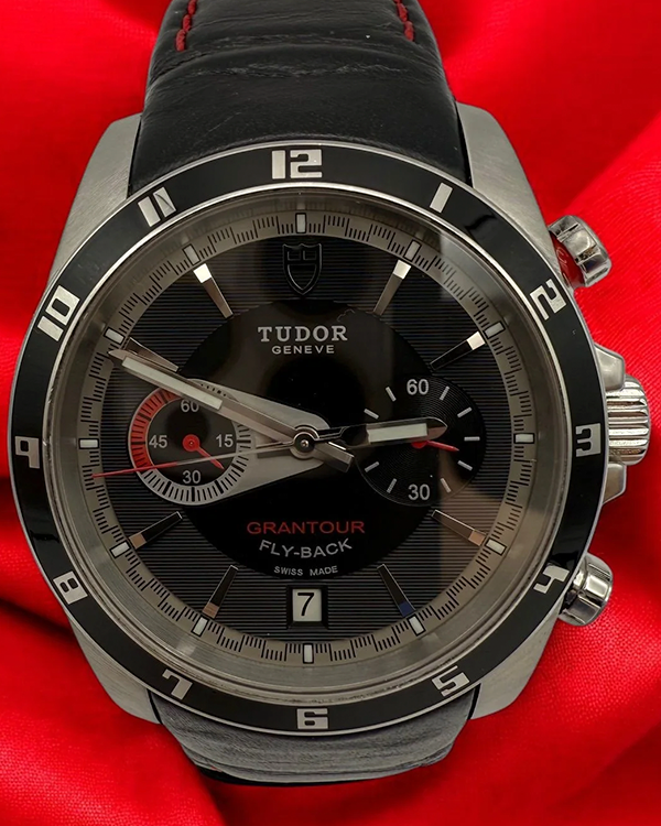 2015 Tudor Grantour Chrono Fly-Back 42MM Black Dial Aftermarket Leather Strap (20550N)