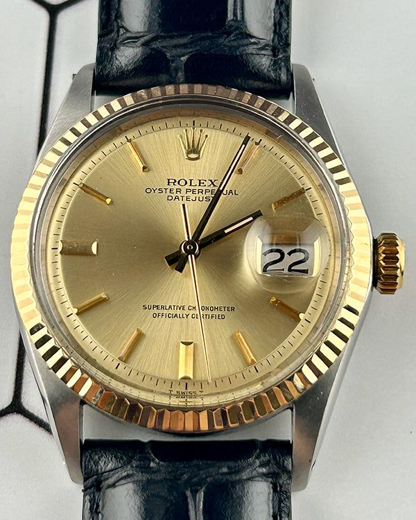 Rolex Datejust 36MM Champagne Dial Aftermarket Leather Strap (1601)