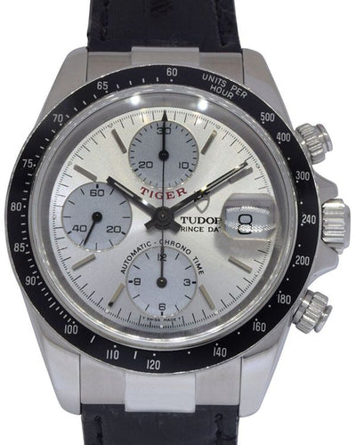 Tudor Prince Date Tiger Chrono 40MM Silver Dial Aftermarket Leather Strap (79260P)